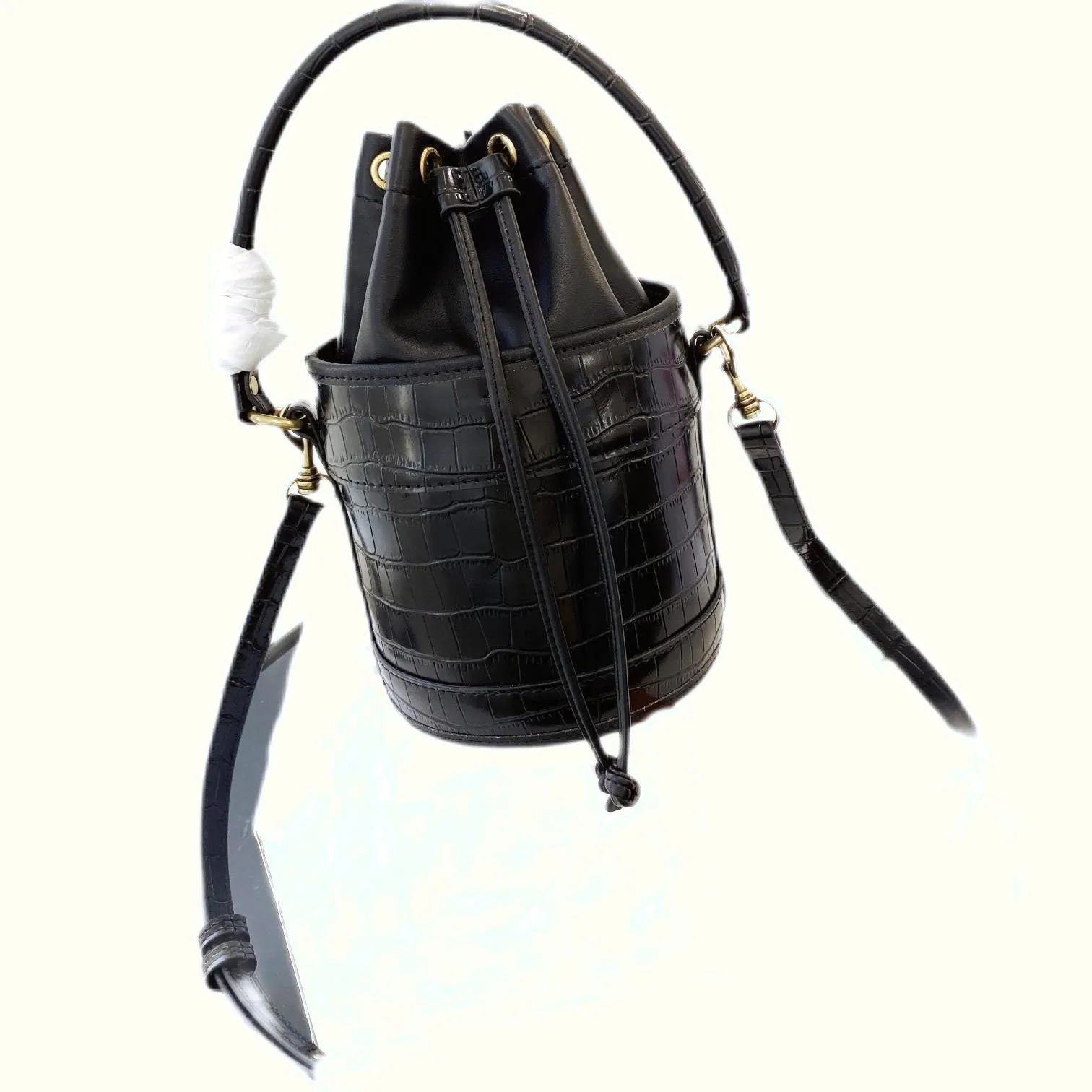 Сумка через плечо, мини-ведро, дизайнерская роскошная сумка с культовым логотипом и красивой прострочкой