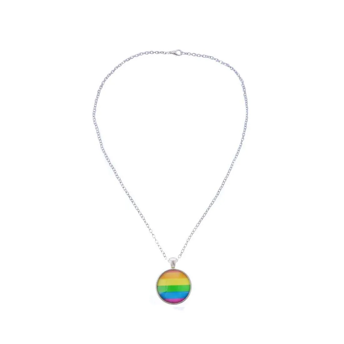 Pendentif Colliers Hommes Femmes Gay Pride Collier Ras Du Cou Drapeau Arc-En-Ciel Lesbienne Lgbt Amour Est Pendentifs En Verre Unique Bijoux Drop Delivery Dhmhf