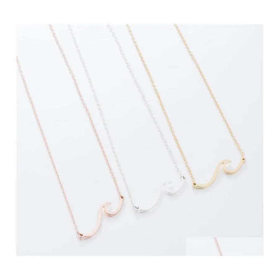 Pendentif Colliers En Acier Inoxydable Vague Collier Plage Surfer Bijoux Pour Femmes Océan Charme Collier Ras Du Cou Drop Delivery Pendentifs Dhdiq