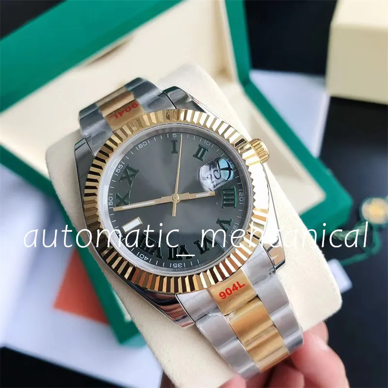 Klassische Herrenuhren, graues römisches Zifferblatt, 41 mm, Datejust, 41 mm, mechanisch, automatisch, Ref. 126333, zweifarbige, wasserdichte Armbanduhr aus Edelstahl mit asiatischem Uhrwerk