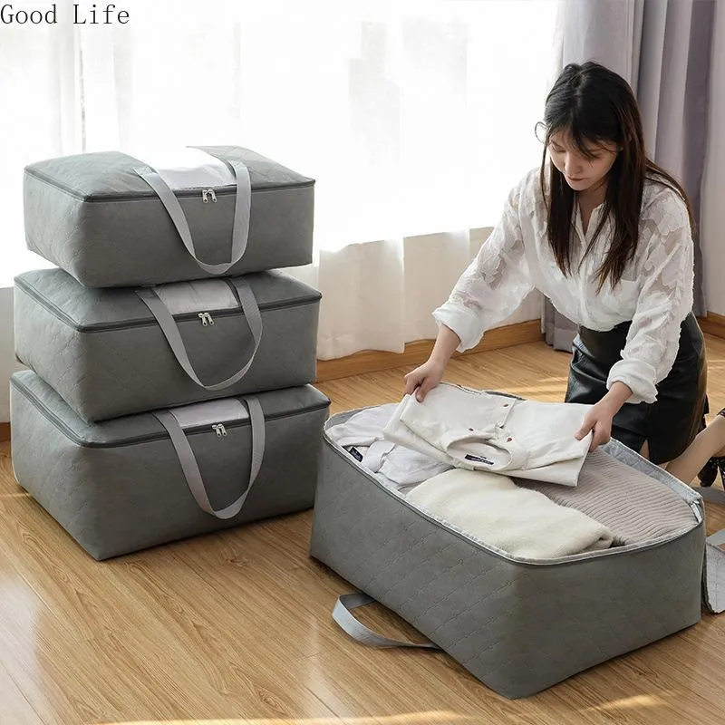 Clothing Storage & Wardrobe Large-capacity Bamboo Charcoal Moisture-proof Quilt Bag Finishing Box