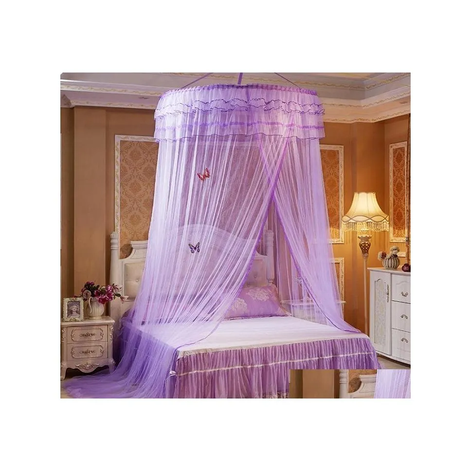 Zanzariera Letto a baldacchino Rusee Pizzo Cupola Rete Biancheria da letto Tende doppie coniche Fly Sn Bug Repellent Drop Delivery Home Garden Texti Dhhew