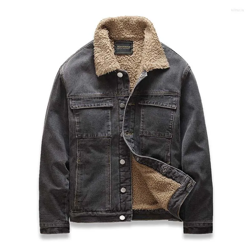 Men's Jackets Men Winter Fleece Liner Warm Denim And Coats Thick Thermal Jeans For Male Tops Windbreak