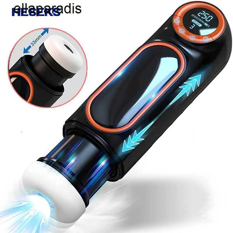 Adult massager HESEKS Auto Male Masturbator With LED Display 10 Thrusting 4 Sucking 10 Vibration Pussy Vaginas Real Blowjob Sex Toys For Men