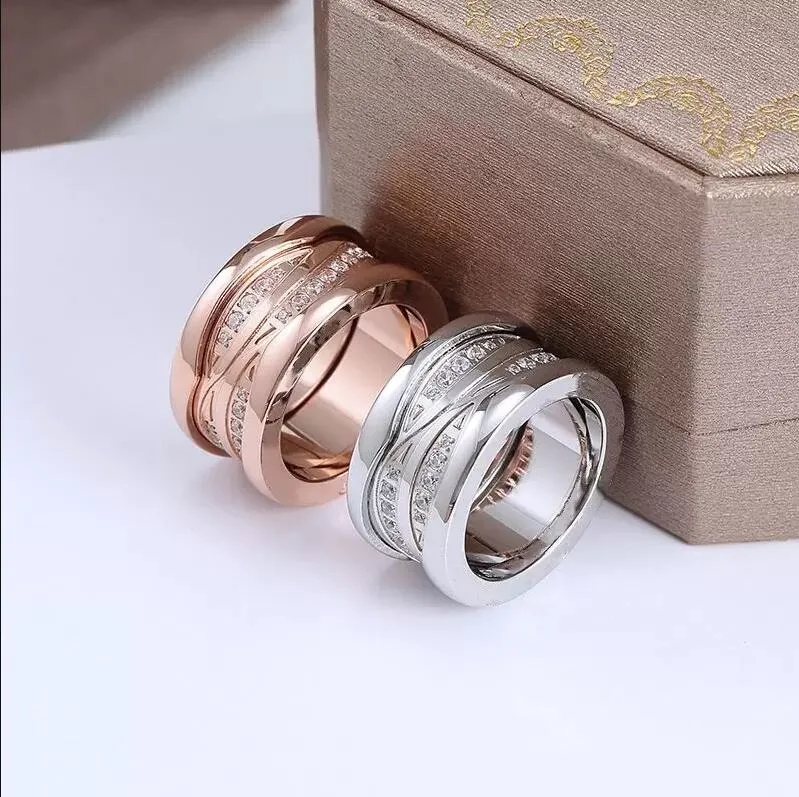 20 cor Anel de parafuso de parafuso anéis de luxo clássicos jóias de luxo mulheres titânio liga de aço dourado rosa de prata ouro nunca desaparece não tamanho alérgico 5-12