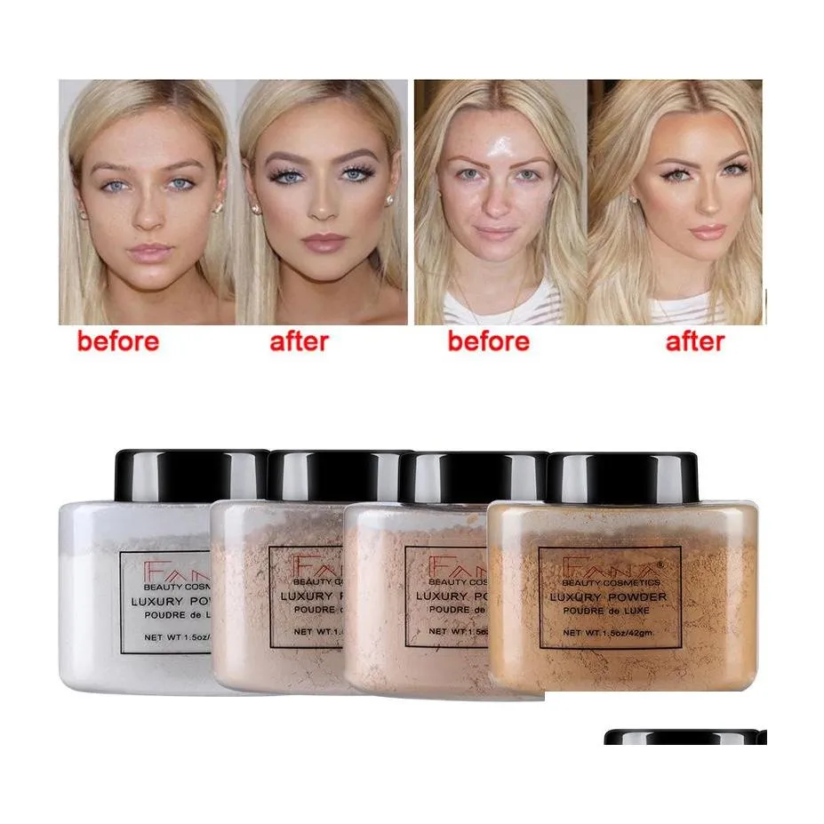 Face Powder Maquillage Fana 42G Oil Control L￶st mineral l￥ngvarig inst￤llning Makeup Highlighter Concealer Beauty Foundation Presse DHRDL