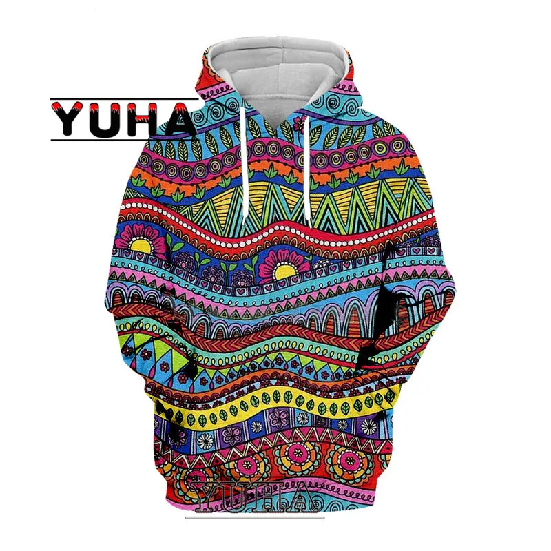 Sweats à capuche pour hommes Sweats Hippie coloré Psychédélique 3d hoodiesSweatshirt printemps et automne Harajuku Streetwear à manches longues 230114