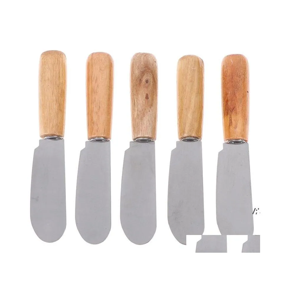 Cheese Tools Stainless Steel Cutlery Butter Spata Wood Knife Dessert Jam Smear Portable Travel Party Breakfast Tool Drop Delivery Ho Otscy