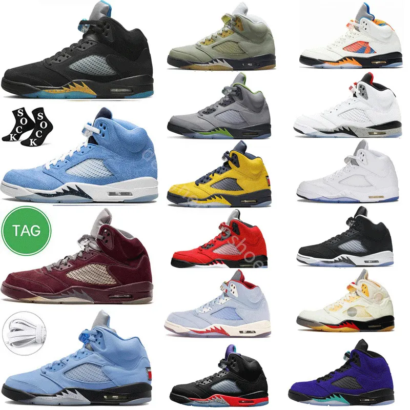 Casual Jumpman 5 basketskor m￤n 5s Green Bean Dark Concord Racer Blue Raging Bull Red Jade Horizon UNC Stealth Easter Mens Trainers Sports Jordrqn