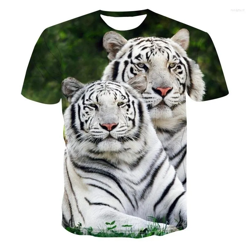 Camisetas de camisetas masculinas camisetas de tigre de tigre 3dt camisa primavera/verão e manga curta feminina no pescoço da moda casual estam