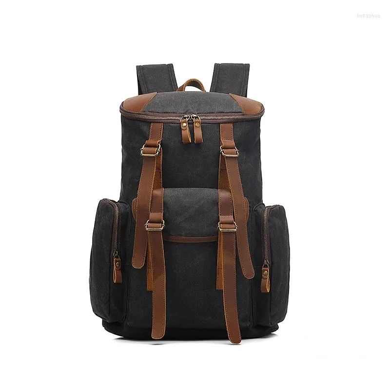 Backpack M397 Oil Wax Canvas Cow Leather Backpacks Unisex Waterproof Rucksacks Laptops Daypacks Large Capacity Vintage Mochilas