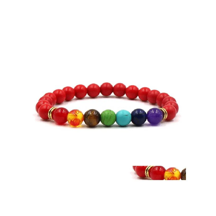 Bedelarmbanden natuursteenarmband 8mm tijger oogbunge 7 chakra handgemaakte kralen voor vrouwen mannen trendy sieraden m476a f drop dhvpy