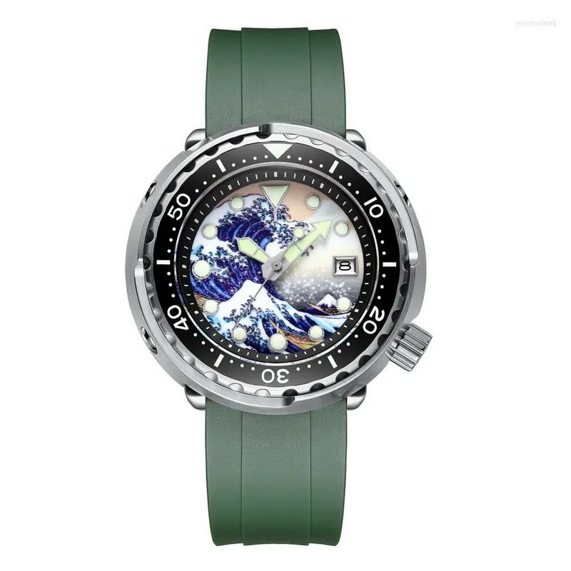 ساعات المعصم Addies Men Diver Watch Tuna Automatic Watches Mechanical Dive 300M C3 Kanagawa Luminous Sapphire NH35 Ceramic Bezel