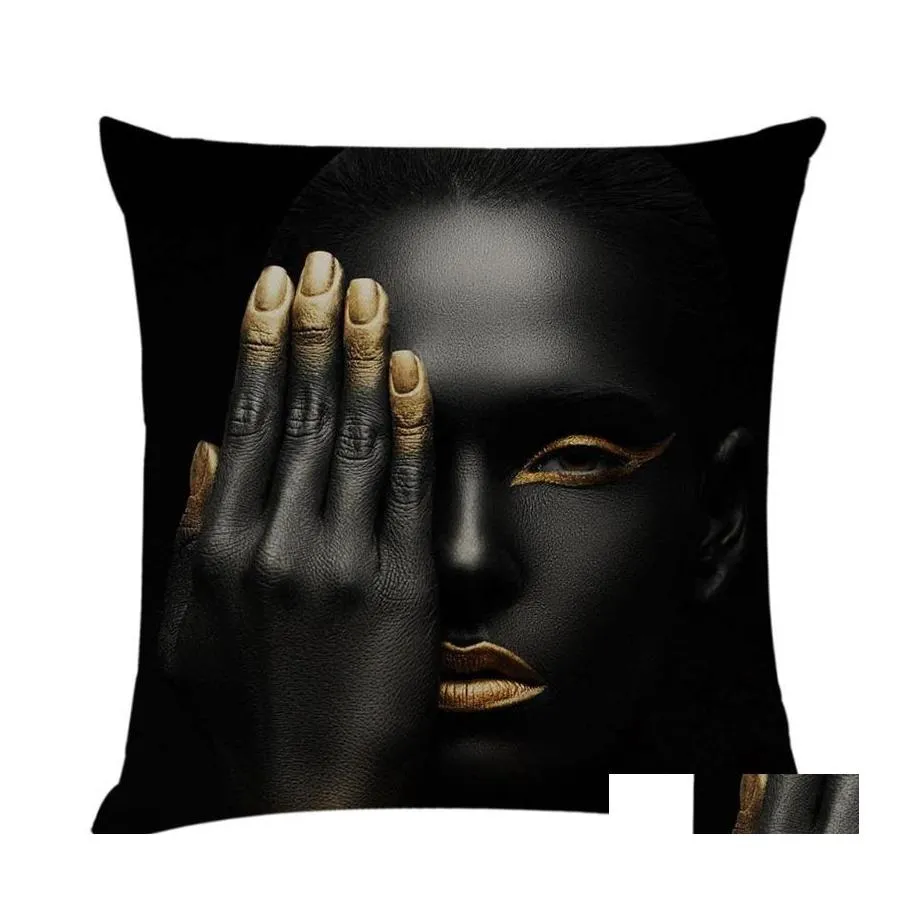 Подушка/декоративная подушка домашняя декор подушка спальня эр африканский национальный стиль женский женский портретный подушка квадратная льняная смесь Thr Dhscg