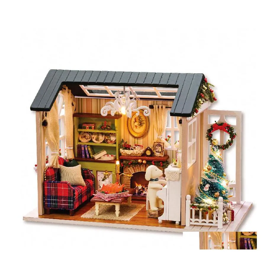 Nyhetsartiklar dollhus miniatyr diy dollhouse med möbler trä leksaker för barn födelsedagspresent t200116 släpp leverans hem ga dhafv