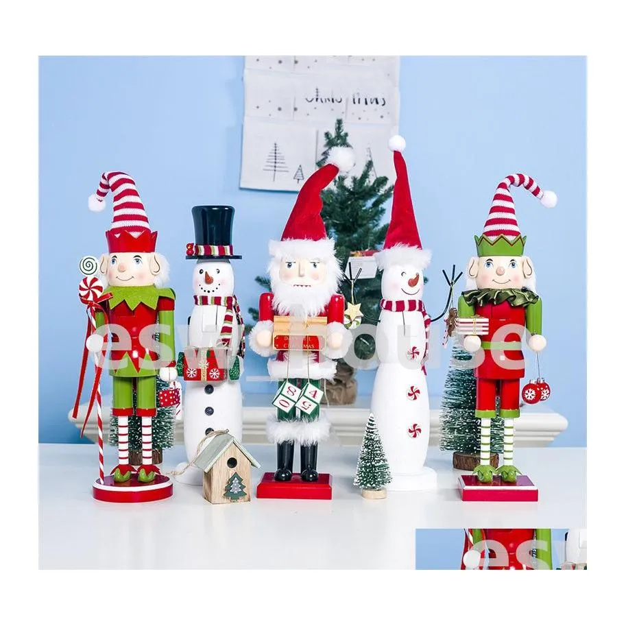 Julekorationer Santa Claus Nutcracker Wood Snowman Figure Office Home Decoration Drop Delivery Garden Festive Party Supplies DHGXC