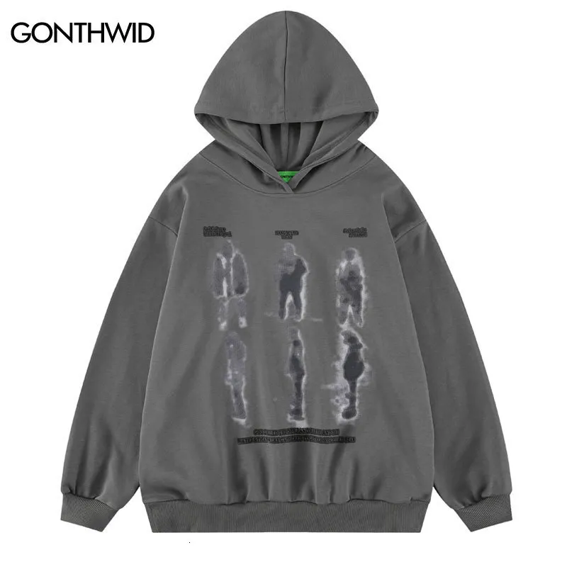 Heren Hoodies Sweatshirts Hip Hop Hoodie Sweatshirt Streetwear Mens Shadow Graphic Print Punk Gothic Pullover Hapleed Harajuku Casual Cotton Hoodies 230114