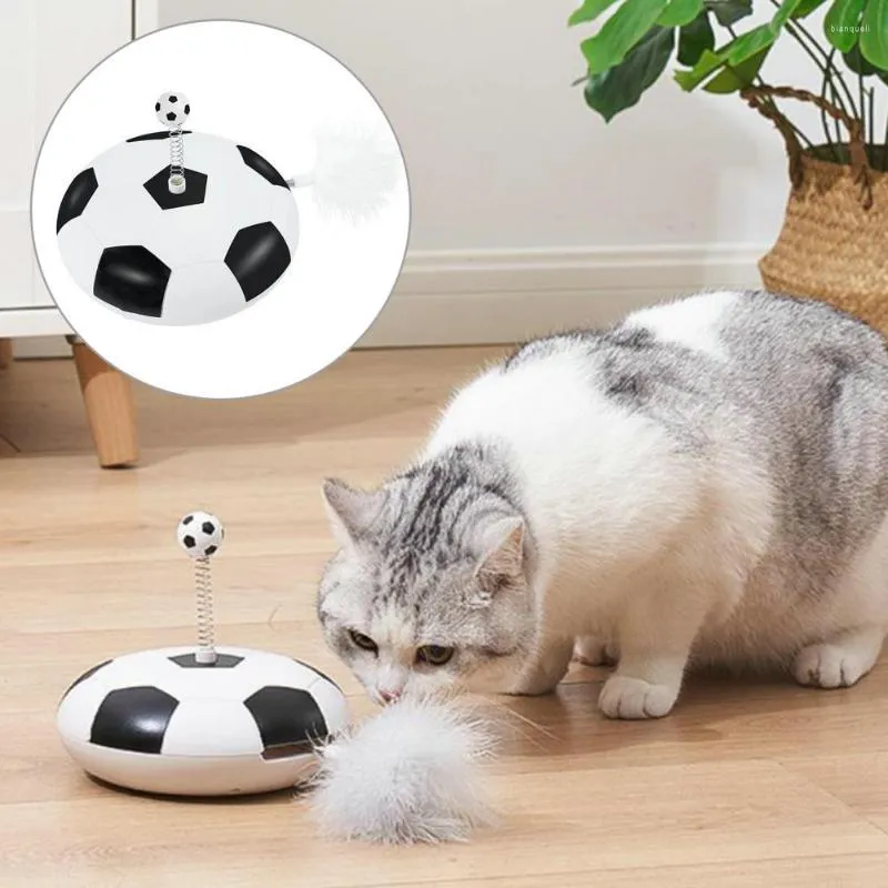 Cat Toys Electric Toy Scratch Resistant iögonfallande fotbollsform Pet Feather Spring Ball Supplies