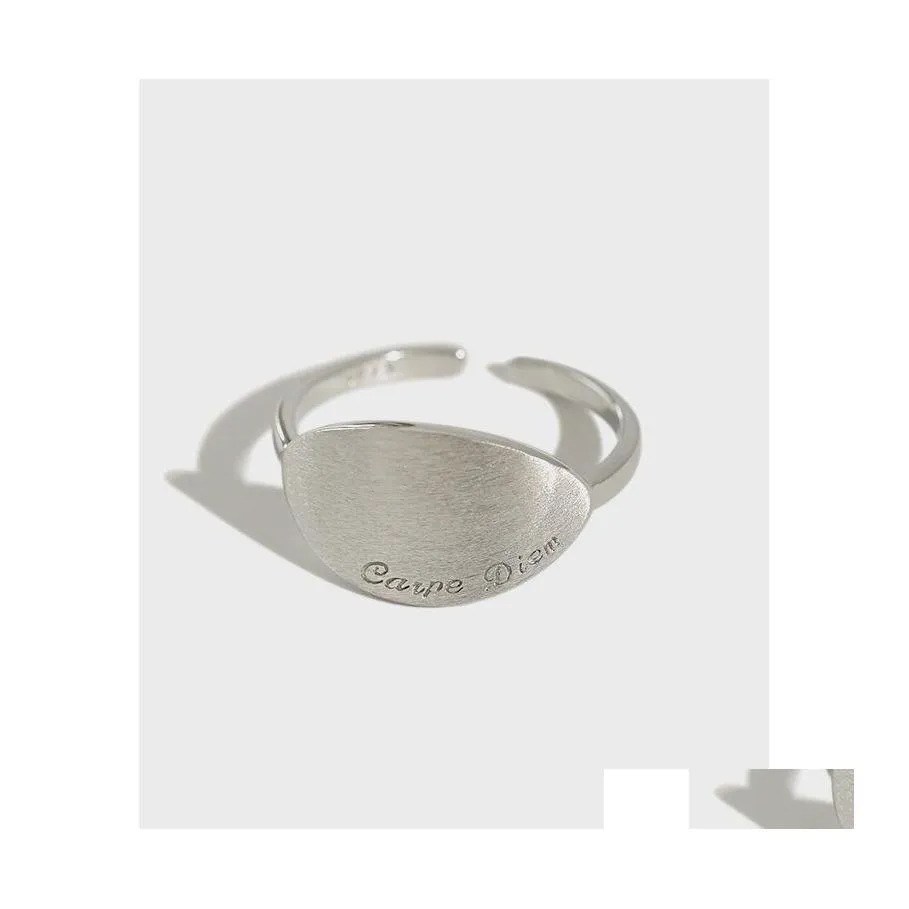 Pierścienie zespołu 100 Real 925 Sterling Sier Open Pierścień dla kobiet Korea Ins Geometryczne latynoskie litery Bague Fine Party Jewelry YMR982 Drop Deli OTA6L
