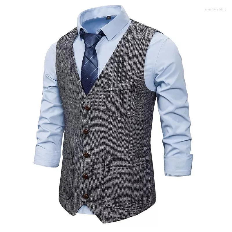 Chalecos para hombres 2023 Chaleco Hombres Negocios Casual Slim Mens Boda Chaleco Vestido formal Moda Traje de un solo pecho Cintura