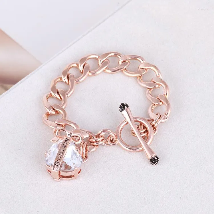 Bracelets à maillons Love Diamond Studded Bow Logo Thick Chain Socket Bracelet