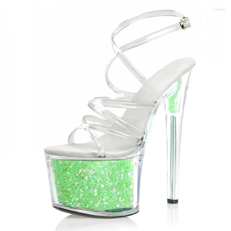 Sandals Mclubgirl 17cm Roman Open-toed Female Transparent Pole Dance High Heels Stiletto Heel Sexy Platform Women LYP