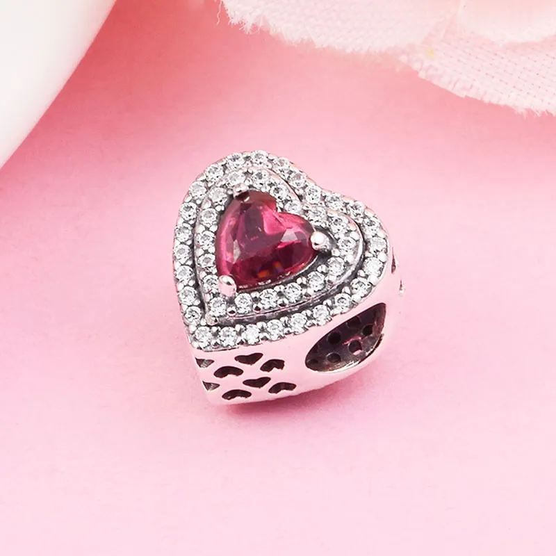 925 sterling Silver Farkling Heart Heart حبة تناسب المجوهرات الأوروبية باندورا أساور سحر