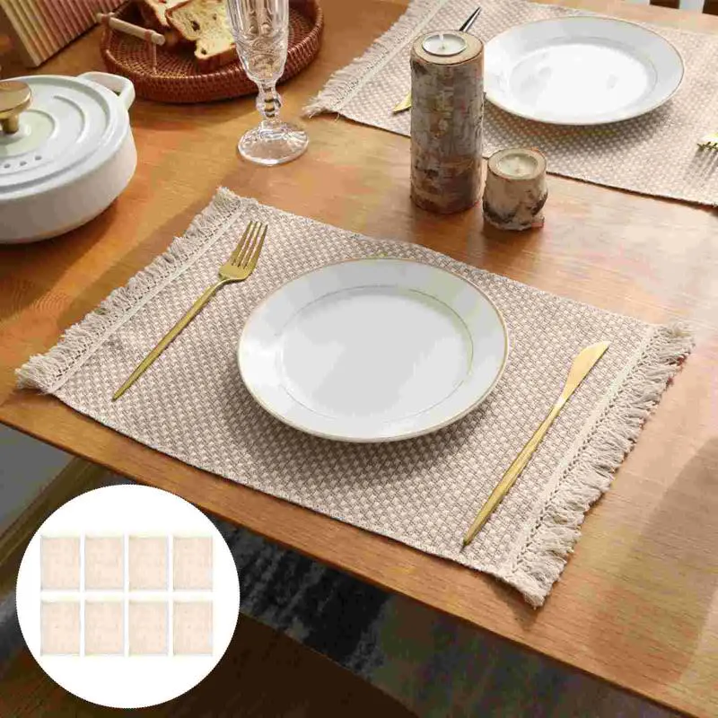 Tapis de Table 8 pièces, napperons à pampilles, tapis en lin, vaisselle de Table, napperons pour la maison
