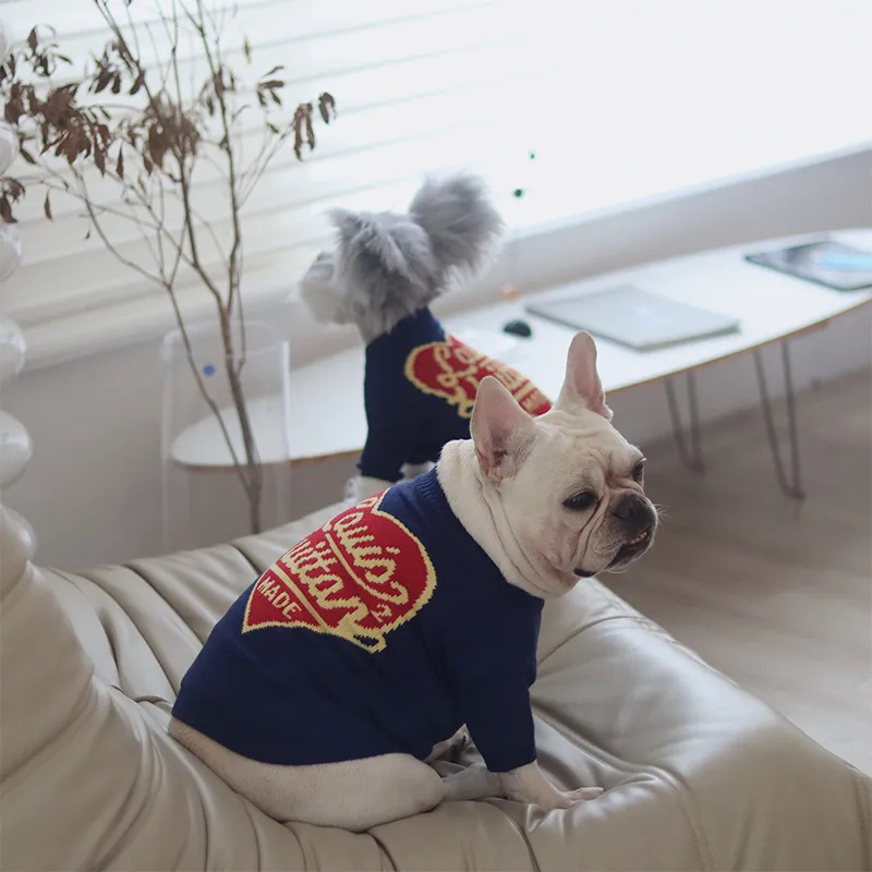 Hundkläder Autumn Winter Warm Dog Clothes Designer Sweater Schnauzer French Bulldog Teddy Small Medium Dog Luxury Cat Sweatshirt 242n