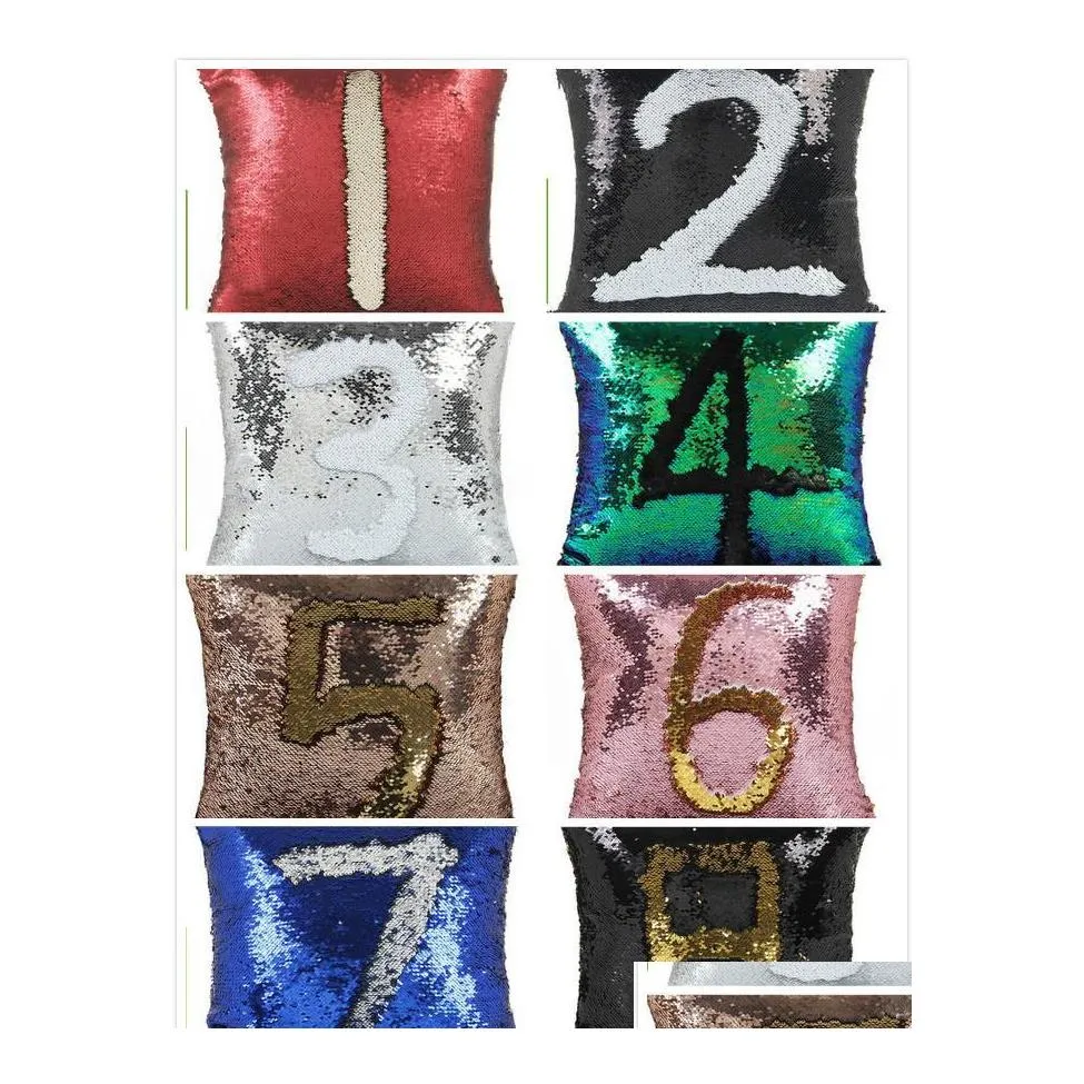 Cushion/Decorative Pillow Sequin Pillowcase Sequins Cushions Er Ers Sofa Car Cushion For Office Home Decoration Drop Delivery Garden Dhmqg