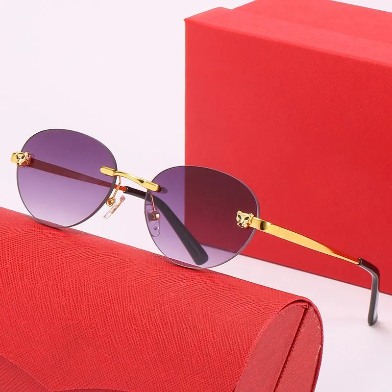 Frau Designer-Sonnenbrille Drak Übergroße runde Damen-Vintage-Marken-Sonnenbrille Randlose Luxus-Sonnenbrille Farbverlaufslinse Outdoor-Brille Brillen