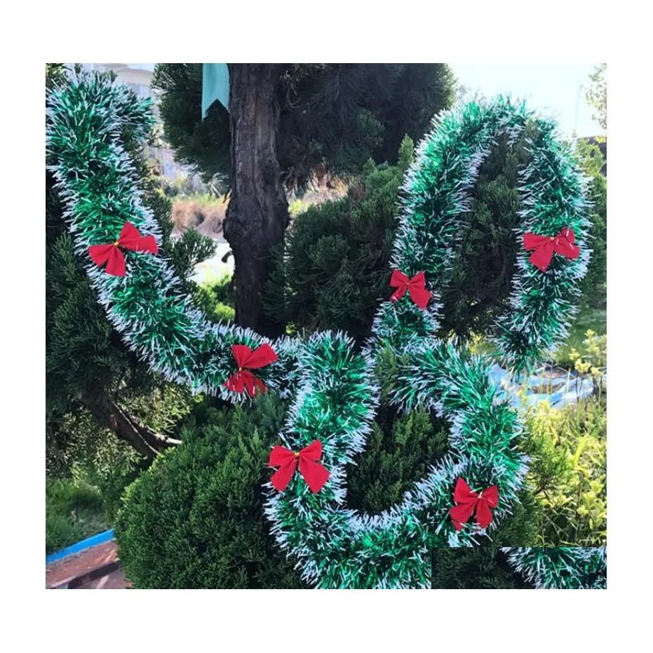 Juldekorationer rabatt 2m78.7 dekoration bar toppar band girland tr￤d ornament vit m￶rkgr￶n sockerr￶r glitter parti dropp deli dhaad