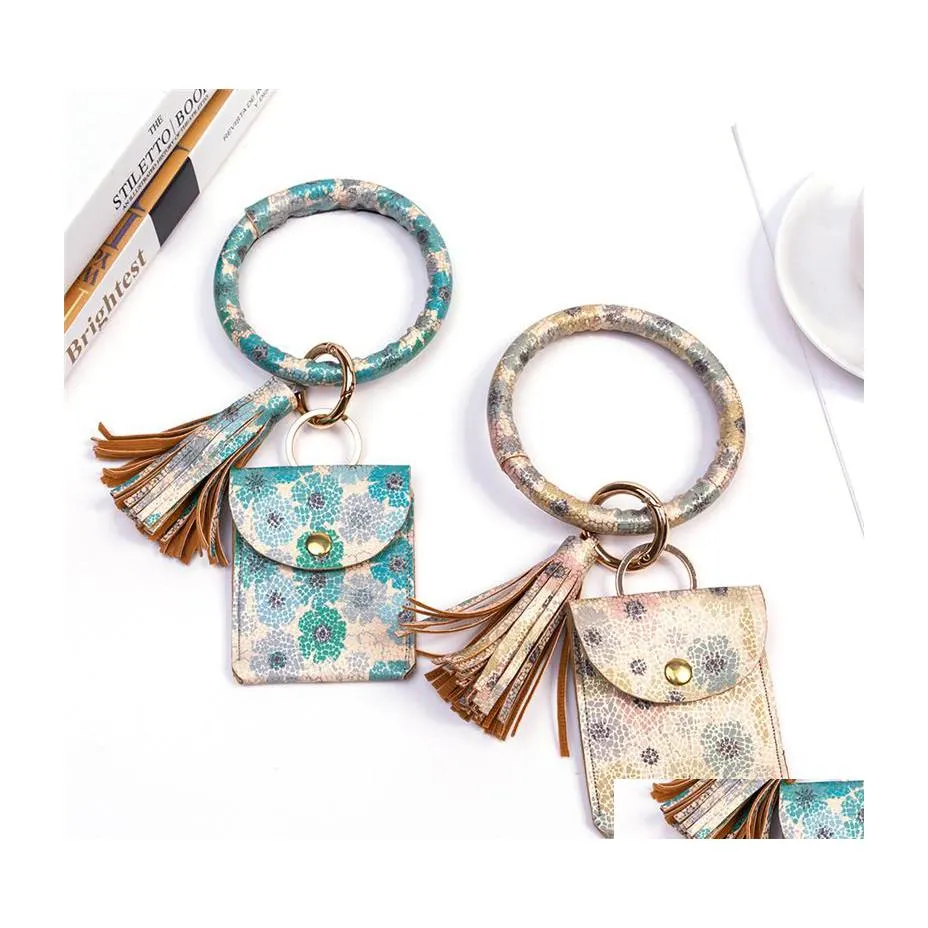 Key Rings Leather Bracelet Coin Card Wallet Pu Tassel Pendant Wristbands Keychain Women Bag Accessories Dhs K281Fa Z Drop Delivery Je Dh06C