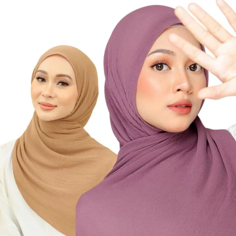 Sciarpe Hijab in chiffon plissettato con pieghe a bolle per scialli Hijab con sciarpa per la testa delle donne musulmane