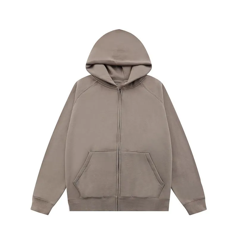 Designer Full Zip Up Essentials Hoodie Beige For Men And Designer Full Zip Up Essentials Hoodie Beige For Men And
