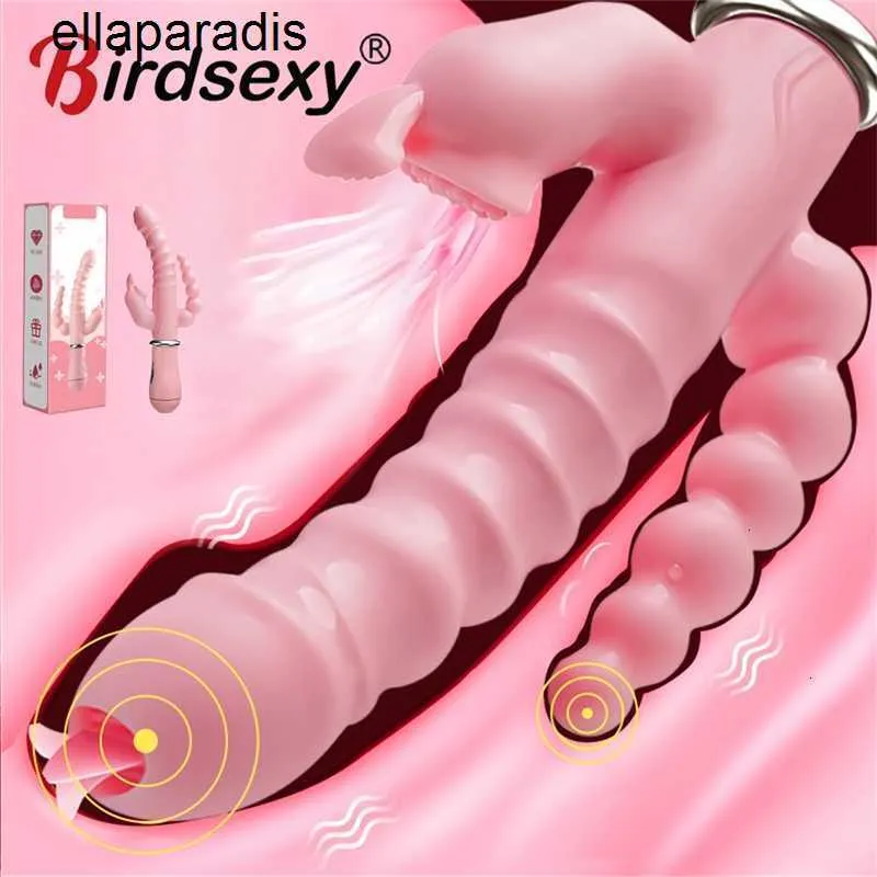 Masajeador para adultos 3 en 1 Dildo Rabbit Vibrator Impermeable USB Magnético Recargable Clítoris anal Juguetes sexuales para mujeres Parejas Tienda