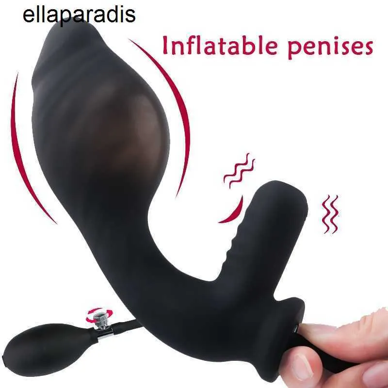 Adult massager 10 Modes Inflatable Dildo Vibrator Huge Big Anal Plug Pussy Pump Dilator Expandable Butt Sex Toys