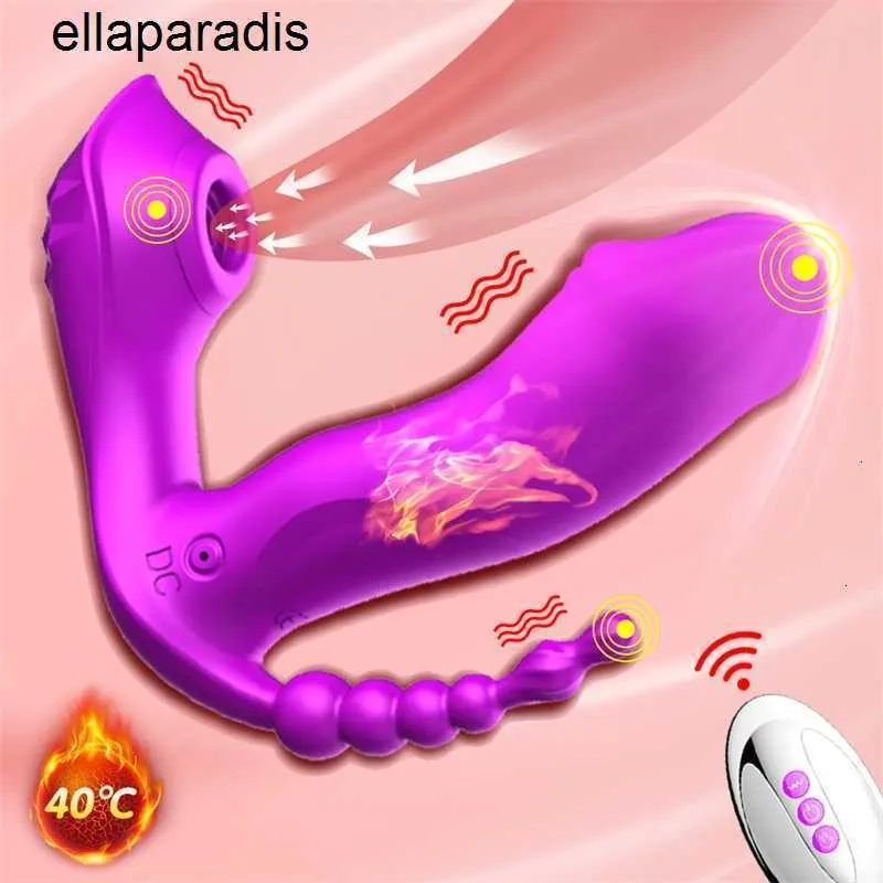 Sex Toys Massager 3 i 1 g Spot Clitoris Sucker Vibrator för kvinnor uppvärmning bärbar dildo vagina stimulator Kvinnlig masturbator