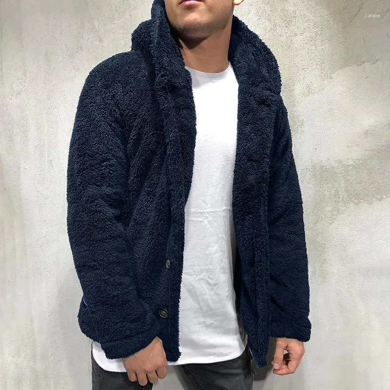 Giacche da uomo Inverno Casual Cappotti di lana Uomo Tinta unita Manica lunga Con cappuccio Moda primaverile Cerniera allentata Cardigan in pile Uomo Streetwear