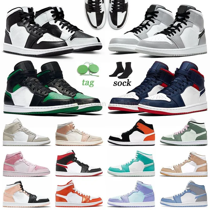 1s Mid Light Smoke Grey Basketball Shoes Mens Womens Jumpman 1 Multicolor Lakers 2022 Pine Green Cream Dark Chocolate OG Shadow Berry Pink J1 Designer Sneaker Trainer