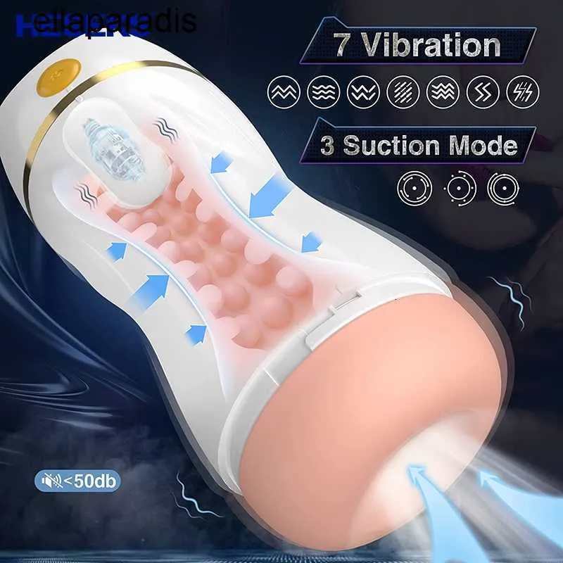 Adult massager HESEKS Automatic 7 Vibration 3 Suction Male Masturbators Real Blowjob Vaginas Pussy Masturbator Sex Toy For Man