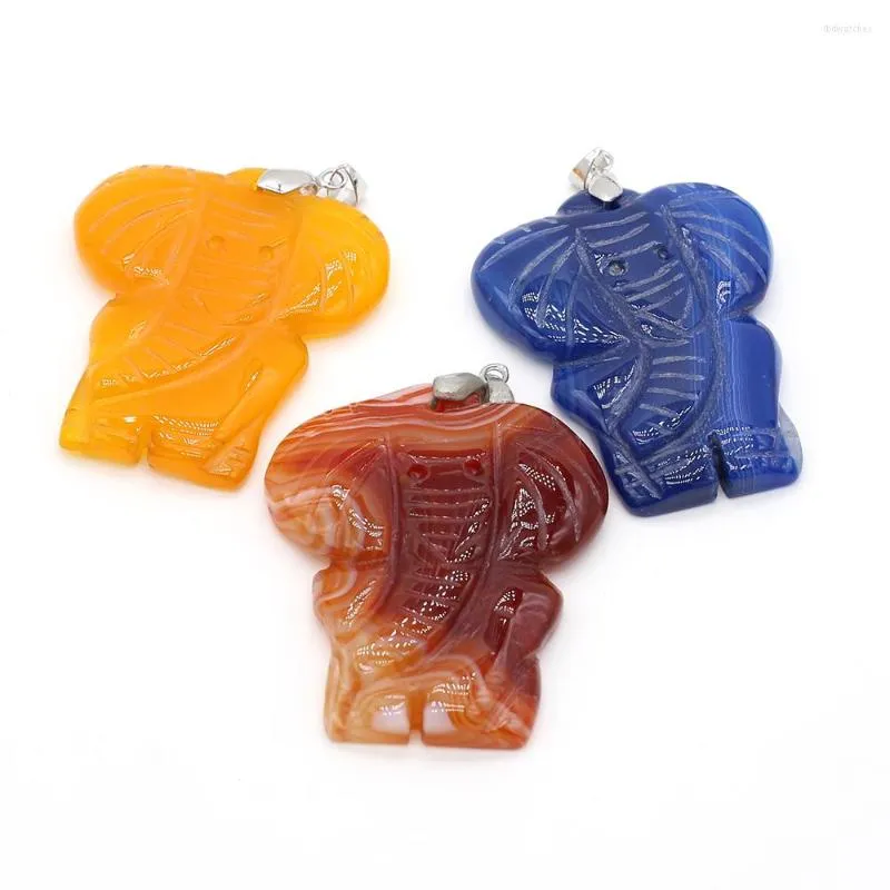 Colares de pendentes pedras naturais elefante animal para jóias que produzem brechas de colar de jóias Acessórios para cura cidadãos de gemas 40x58mm 1pcs