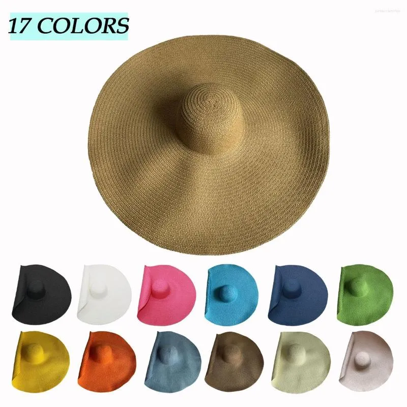 Wide Brim Hats Summer Style Large Sun For Women Oversized 70cm Diameter Foldable Straw Hat Lady UV Protection Travel Beach