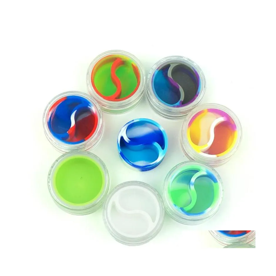 Bouteilles De Stockage Bocaux 10Ml Swirl Split Stash Jar Cire Dab Concentré D'huile Contenants D'herbes Avec Sile Intérieur Drop Delivery Home Garden Dhqkc