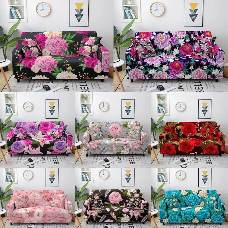 Chair Covers Beautiful Chinese Rose Flower Sofa Cover Elastic Slipcovers For Living Room Sectional Couch Furniture Protector