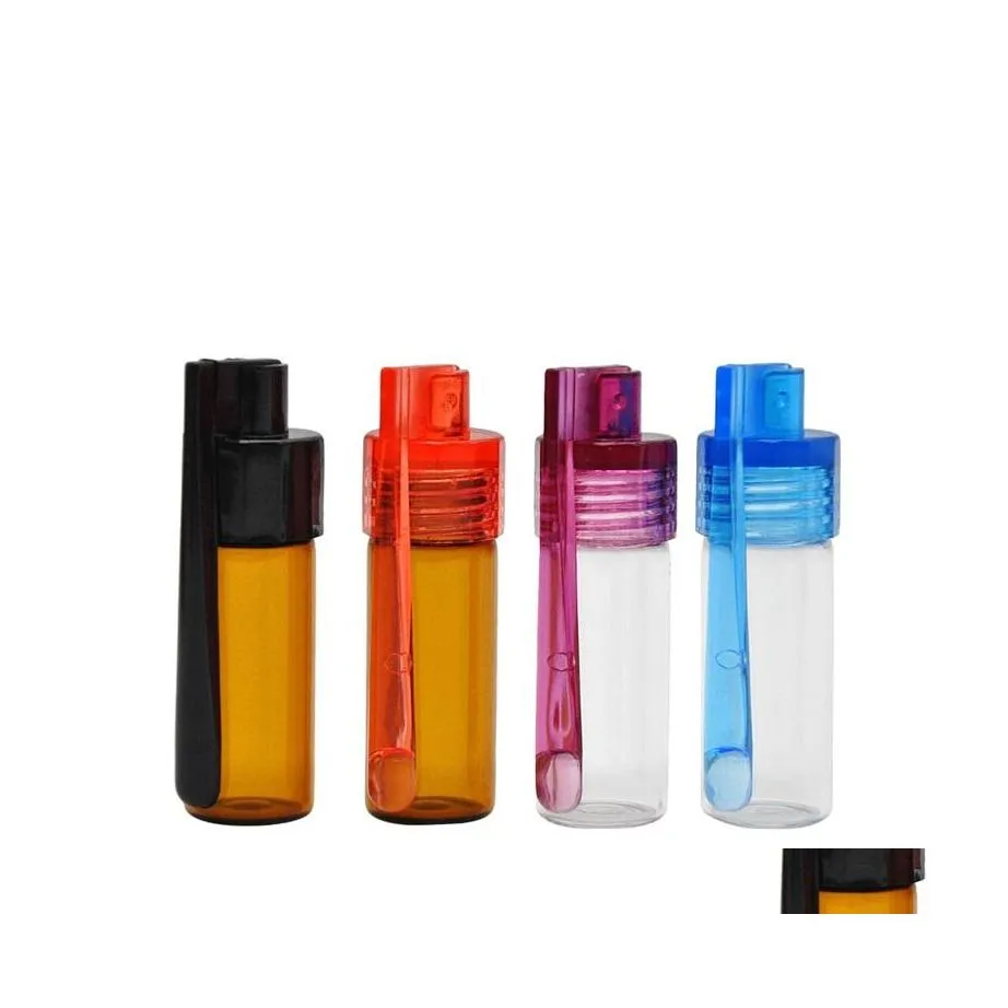 Akcesoria 51 mm/36 mm szklana butelka Snuff Snorer Dozownik przenośny plastikowy fiolka Pitel Pitel Pudełka z łyżką mtiple kolor 422 dho3i
