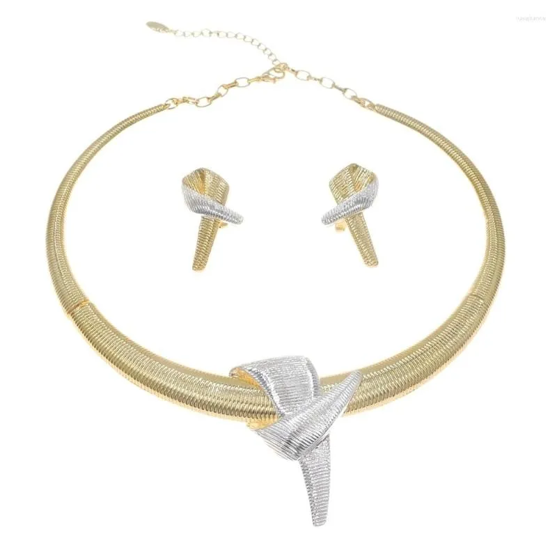 Halsbandörhängen Set Fashion Brazil Gold Plated Jewely Year Gift Banket Party Women's HV21080720