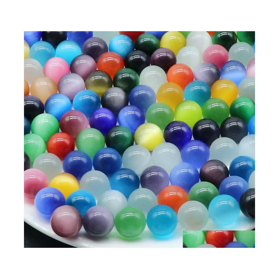 Stone Colorf 20Mm Cats Eye Crystal Round Ball Craft Tumbled Hand Piece Stones Home Decoration Ornaments Good Gifts Drop Delivery Jewe Dhiyo