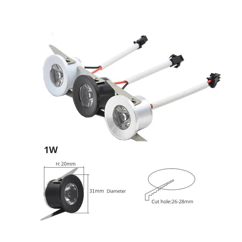 다운 라이트 LED 미니 다운 라이트 1W 반점 오목한 조명 컷 홀 28mm 천장 캐비닛 알루미늄 AC85-265V