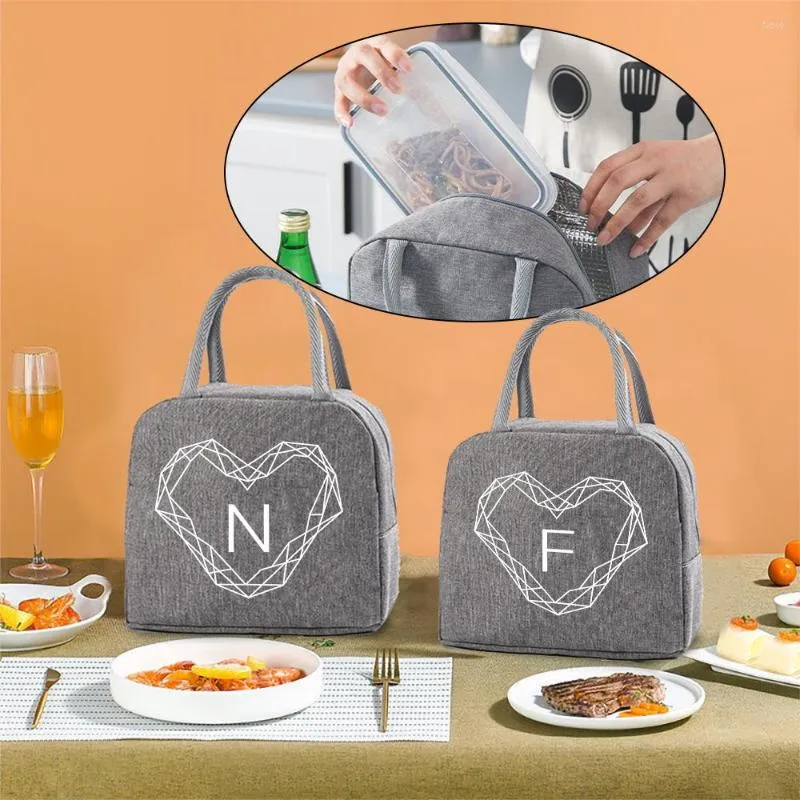 Borse da viaggio Borsa termica Borsa da pranzo termica isolata Borsa da picnic da donna Organizzatore di pacchetti da picnic Custodia per alimenti con stampa di lettera di diamanti Custodia per alimenti per bambini